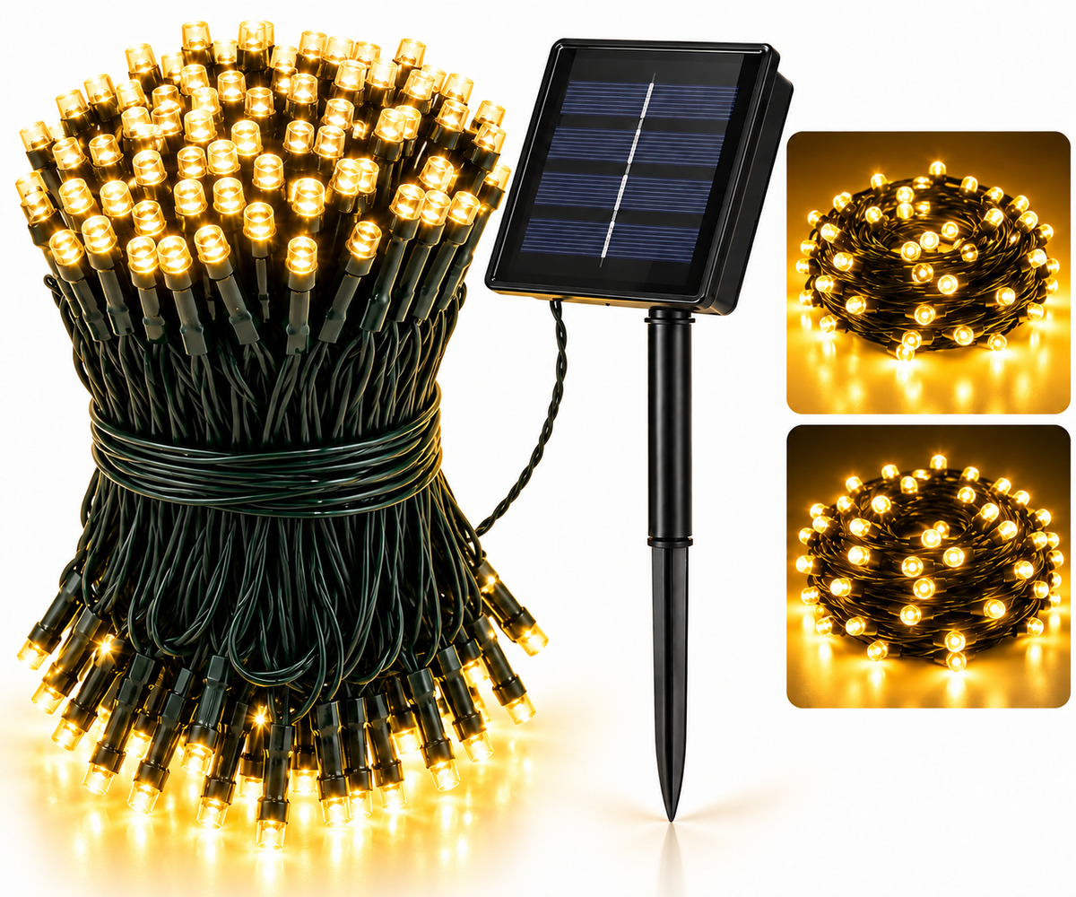 Luces Navidad Panel Solar 100 led